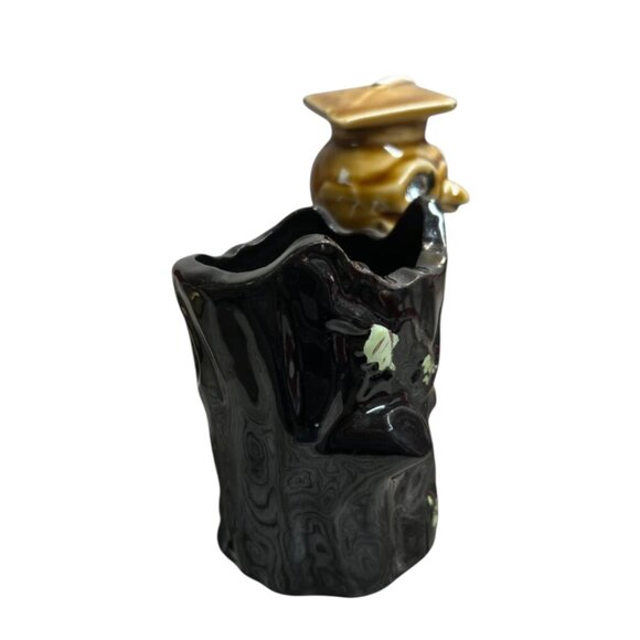 Vintage Wise Rhinestone Eye Owl by Stump Pencil Holder Vase - Picture 4 of 6